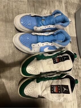 Nike Two-Pair Air Jordan Set in Blue, White & Green both pair